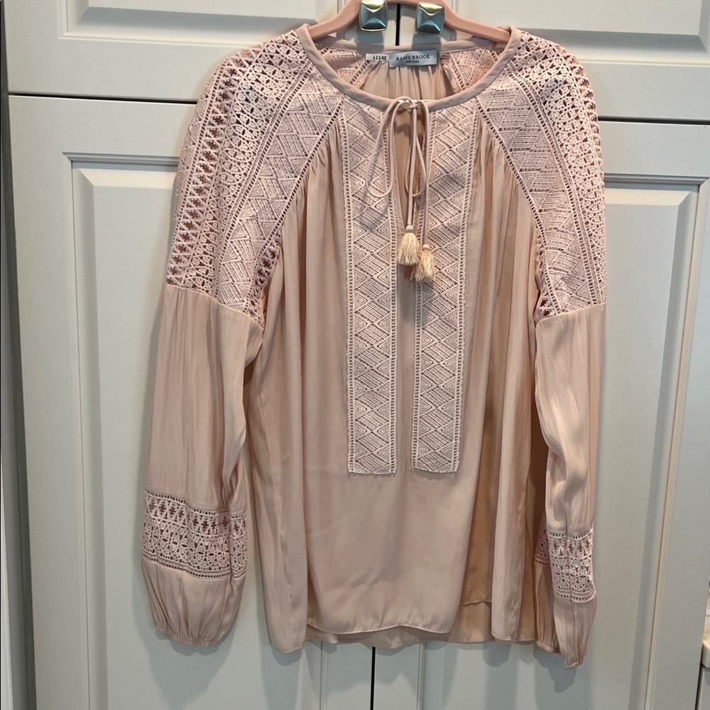 Ramy Brook NY Crochet Accent Blouse - Light Pink large